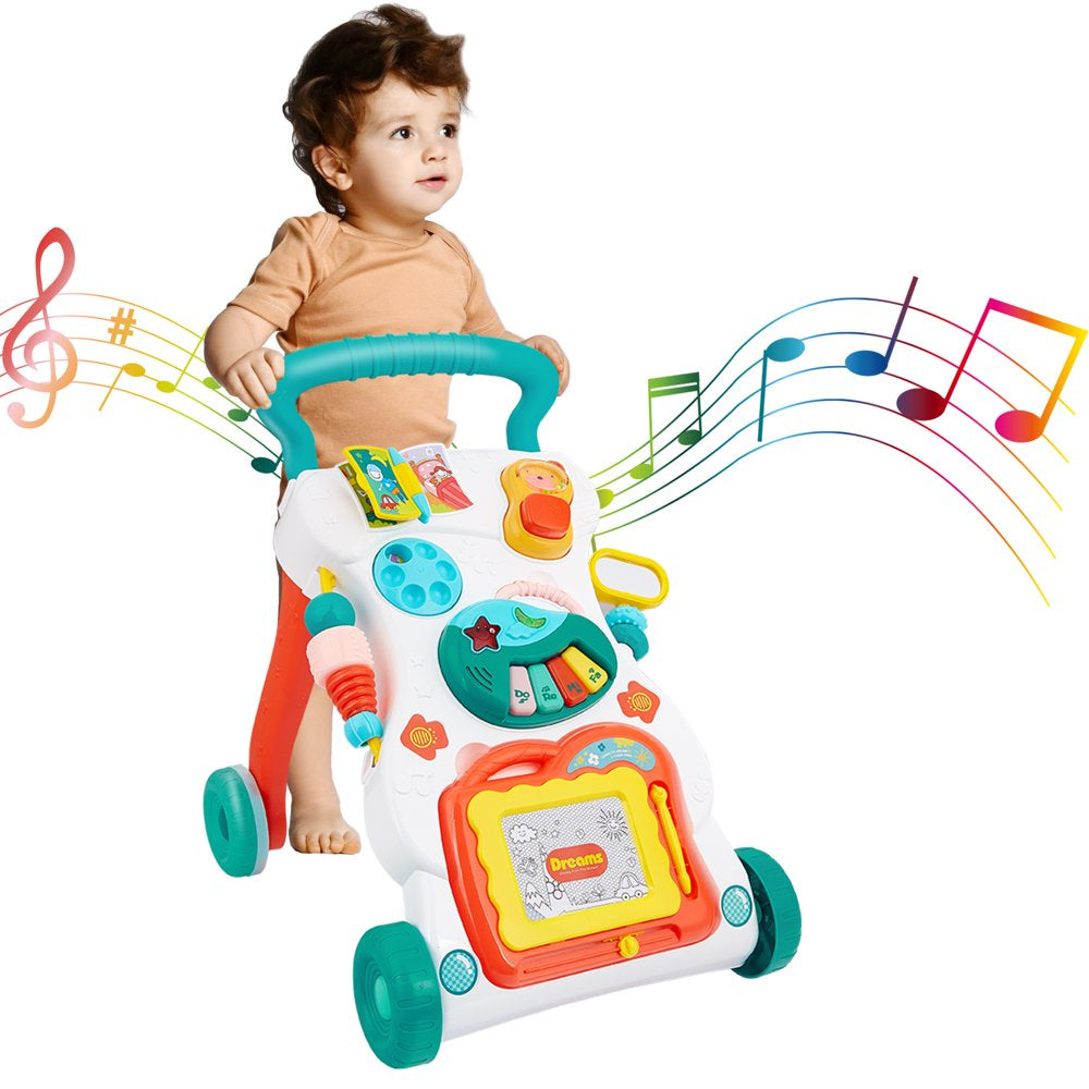 Baby Learning Walker, 2 in 1 Baby Push Walker and Activity Center for Baby, Toddler, Early Learning Toy for Kids Infant 6-12 Months