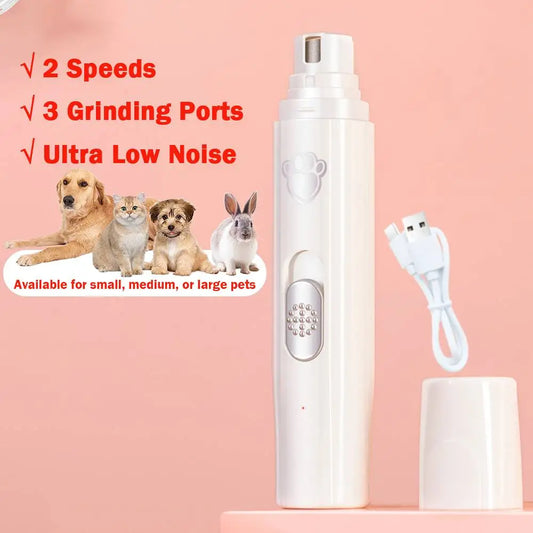 Dog Nail Grinder 2-Speed Electric Rechargeable Pet Nail Trimmer Painless Paws Grooming Smoothing for Small Medium Large Dogs Cat