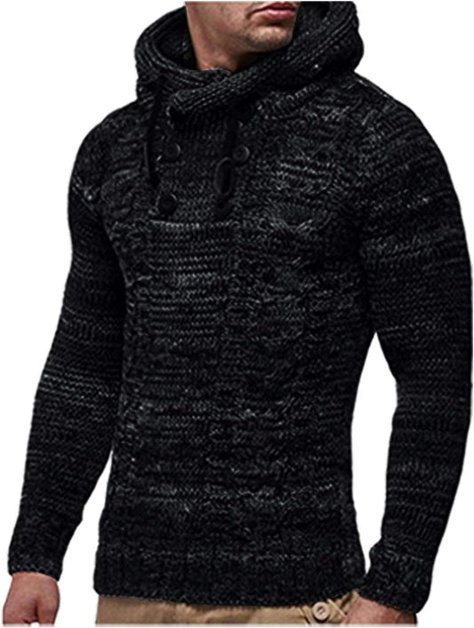 Knitted Turtleneck Sweater Cotton Hightneck Shawl Collar Pullover Hoodie Jackets Outwear