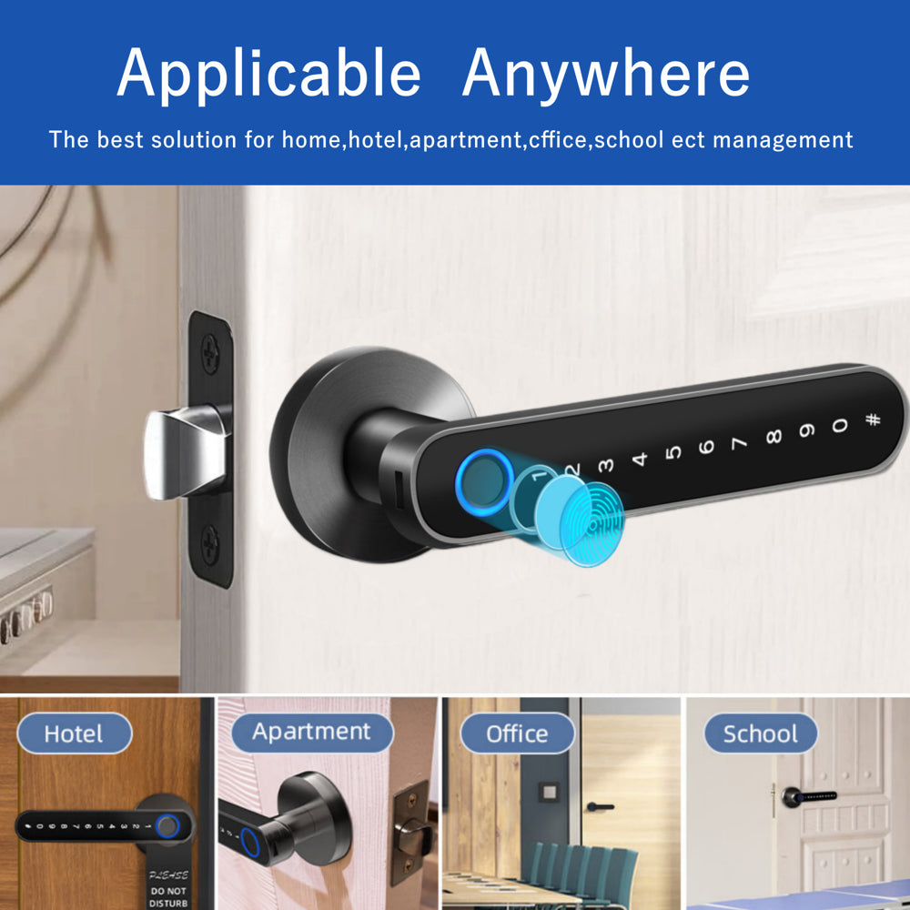 Smart Door Lock,Keyless Entry Door Lock with Handle,Fingerprint Door Lock with Tuya App,Smart Door Knob for Bedroom