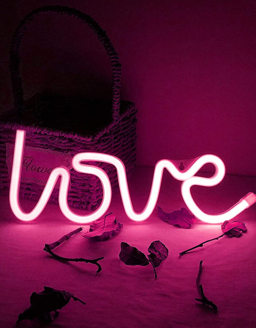 Load image into Gallery viewer, Love Neon Light, Cute Neon Love Sign, Battery or USB Powered Night Light as Wall Decor for Kids Room, Bedroom, Festival, Party (Pink)

