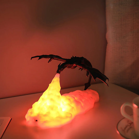 3D Printed Fire Dragon Night Light,Usb Rechargeable LED Lights,Table Lamp for Home Bedroom E-Sport Decora,As Kids',Adult Gifts
