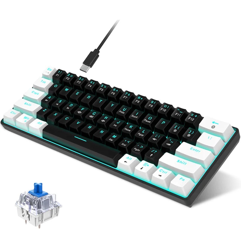 V900 RGB Mechanical Keyboard 61-Key Gaming Keyboard Blue Switches Durable Compact Various Lighting Modes Keyboard