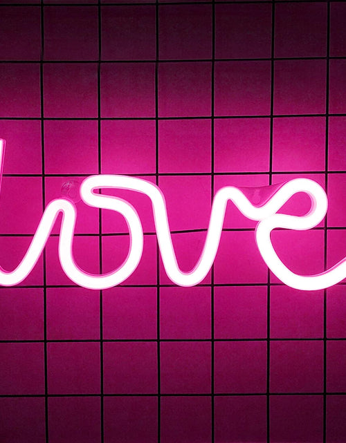 Load image into Gallery viewer, Love Neon Light, Cute Neon Love Sign, Battery or USB Powered Night Light as Wall Decor for Kids Room, Bedroom, Festival, Party (Pink)

