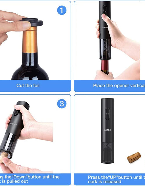 Load image into Gallery viewer, Electric Wine Bottle Opener, Battery Operated Wine Opener Corkscrew Set with Foil Cutter, Automatic Reusable Easy Carry Wine Opener Gift for Waiter Women as Bar Outdoor Kitchen Wine Accessories
