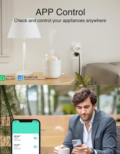 Load image into Gallery viewer, Smart Mini Plug Compatible with Alexa and Google Home, Wifi Outlet Socket Remote Control with Timer Function, Only Supports 2.4Ghz Network, No Hub Required, ETL FCC Listed (2 Pack), White
