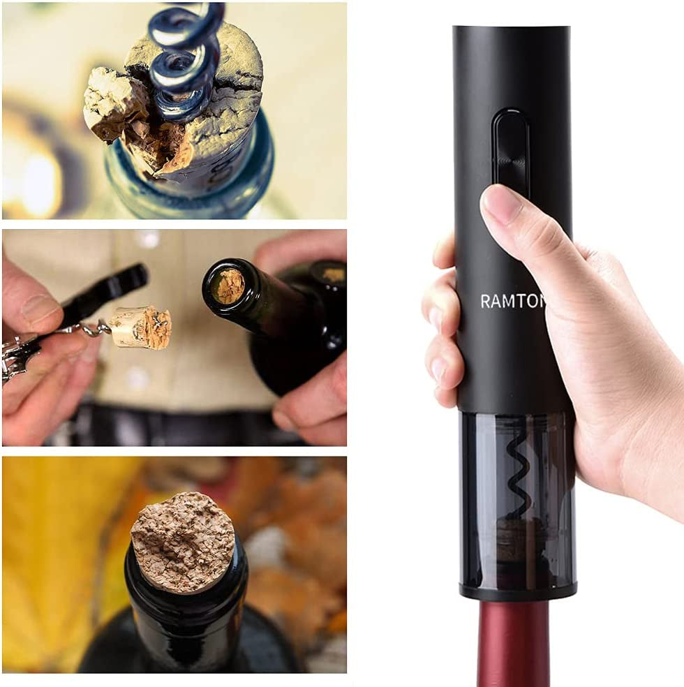 Electric Wine Bottle Opener, Battery Operated Wine Opener Corkscrew Set with Foil Cutter, Automatic Reusable Easy Carry Wine Opener Gift for Waiter Women as Bar Outdoor Kitchen Wine Accessories