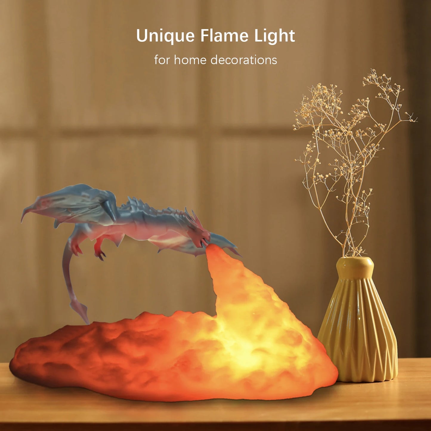 3D Printed Fire Dragon Night Light,Usb Rechargeable LED Lights,Table Lamp for Home Bedroom E-Sport Decora,As Kids',Adult Gifts